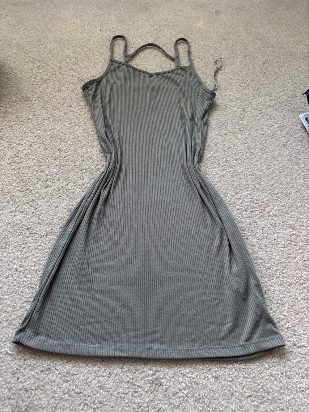 Cotton On Olive Green Ribbed Tank Dress